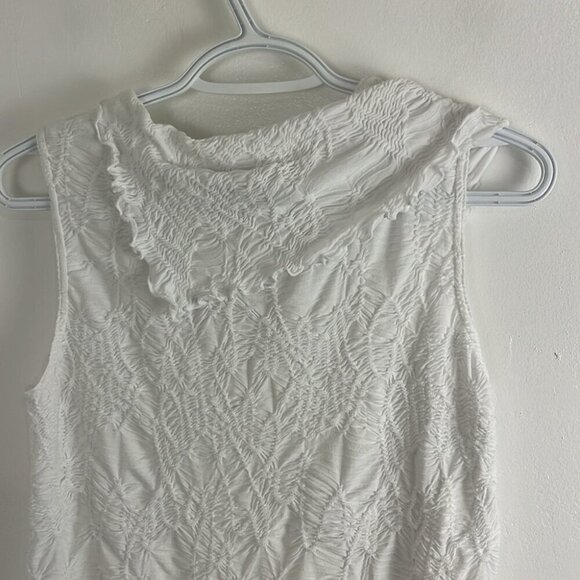 Joseph Ribkoff White Lettuce-Leaf Style Sleeveless Top - Picture 7 of 8